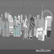 著名建筑世界地标高楼大厦摩天轮大楼C4D