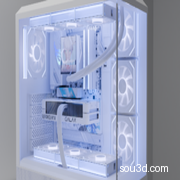 电脑桌模型blender，包含机箱内部各大部件
