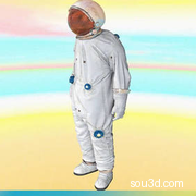 科幻宇航员太空场景三维模型