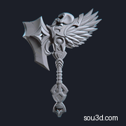 次世代魔幻游戏部落兵器刀剑战斧骷髅模型Weapon_6