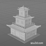 中式古建筑亭子阁楼房屋牌楼