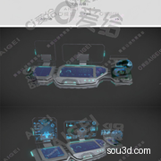 科幻飞船操作台模型FBX格式