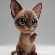 猫咪 小猫 可爱 Q版 3D打印 模型 猫