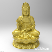 精品观音菩萨坐莲花C4D模型