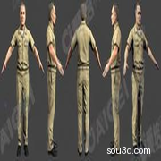 3dmax次世代三维动画游戏角色欧美老年男军官士兵大兵3d模型素材