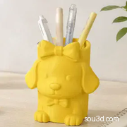蝴蝶结狗狗笔筒