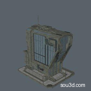 赛博朋克未来科幻机械楼房建筑房屋三维模型
