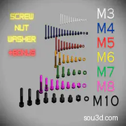 螺丝套件 M3 M4 M5 M6 M7 M8 M10， ISO 4017-精选有趣的3D打印模型