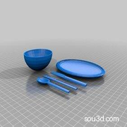刀叉勺，碟子和碗的完整晚餐用具