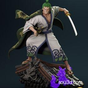 索隆Zoro佐罗站在屋檐上《海贼王》 3D打印stl