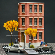 1:64红砖街角小场景