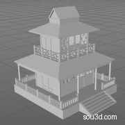 中式古建筑亭子阁楼房屋牌楼三维3D模型10