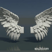 石头翅膀雕塑3D模型 Cubebrush – Wings