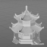 中式古建筑亭子阁楼房屋牌楼三维3D模型15