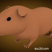 低面卡通动物家禽家畜猪牛羊狗鸡昆虫螃蟹孔雀蜗牛模型guinea_pig_base_mesh
