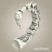 怪兽怪物尾骨尾巴爪子蝎尾鱼尾三维3D打印模型Scorpio_B