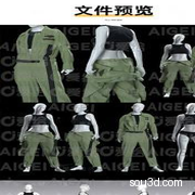 MD CLO3D女式美国陆军工作服工厂蓝色衣服服装3D模型打版源文件