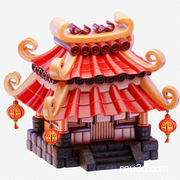 新年春节中国风古建筑屋檐酒楼