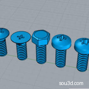 8种样式螺丝-带螺帽 3dm.obj.fbx.stp.3ds