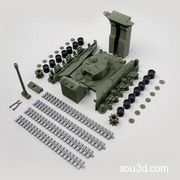 创意3D打印测试可动模型   【fab365】M4A3E8 谢尔曼坦克
