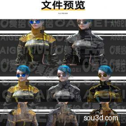 MD Clo3d科幻赛博朋克服装女性夹克外套上衣3D模型基础打版源文件