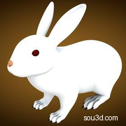 低面卡通动物家禽家畜猪牛羊狗鸡昆虫螃蟹孔雀蜗牛模型rabbit_base_mesh