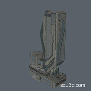 赛博朋克未来科幻机械楼房建筑房屋三维模型文件taobaodianpu_CFSC10