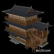 中式古建筑阁楼房屋建筑城楼三维模型文件12