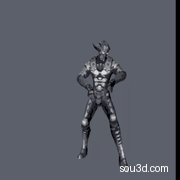 机器人黑武士未来战士骨骼绑定动画2个动作