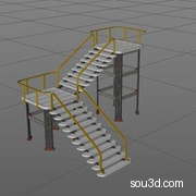 科幻太空基地探测车科幻舱实验室楼梯起重机电站油罐模型KB3D_MTM_PropSmallStairs_B_grp