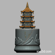青瓷冰裂纹釉雷锋塔笔筒