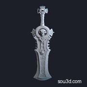 次世代魔幻游戏部落兵器刀剑战斧骷髅模型Weapon_3