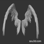 高精度天使翅膀 超细节 雕刻wings7