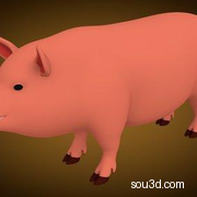 低面卡通动物家禽家畜猪牛羊狗鸡昆虫螃蟹孔雀蜗牛模型pig_base_mesh