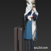 带着行李箱的少女