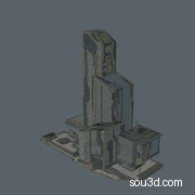 赛博朋克未来科幻机械楼房建筑房屋三维模型文件taobaodianpu_CFSC7