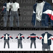 Marvelous Designer男士休闲装运动长裤T桖服装MD模型打版源文件