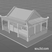 中式古建筑亭子阁楼房屋牌楼三维3D模型4