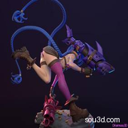英雄联盟LOL手办stl3D打印模型Dinamuuu3D – Jinx – 3D Print Model STL