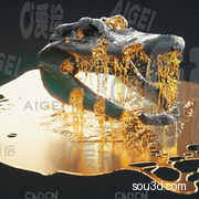 Houdini融化的鳄鱼头模型