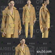 MD CLO3D女性冬季女式风衣外套毛呢长款衣服服装3D模型打版源文件