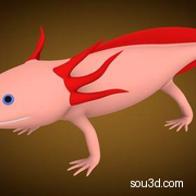 低面卡通动物家禽家畜猪牛羊狗鸡昆虫螃蟹孔雀蜗牛模型axolotl_base_mesh