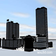 C4D FBX STL城市设施楼房街区垃圾桶水塔广告牌邮箱路灯三维模型Block 3