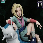 年轻纲手Tsunade坐姿形象《火影忍者》动漫角色雕刻手办3D打印模型