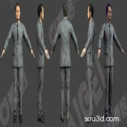 3dmax次世代三维动画游戏角色亚洲中老年西装男子3d人物模型素材