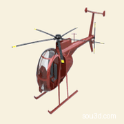 MH-6 小鸟式轻型直升机3D模型图纸