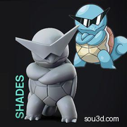 精灵宝可梦手办3D打印模型Squirtle with shades