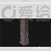 低多边形赛博朋克建筑塔楼