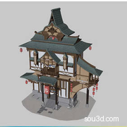 中式古风建筑酒楼客栈三维模型