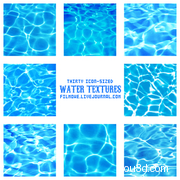 30张蓝色水波纹理贴图材质 Water surface textures no. 1